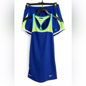 Nike Dri-FIT Blue and Neon Yellow Top